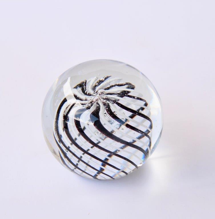 Medium Black & White Swirl Glass Paperweight